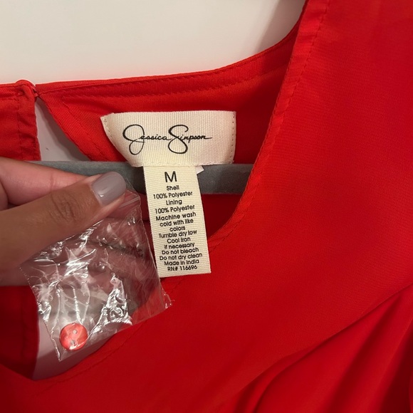 Jessica Simpson Red Pleated Long Sleeve Dress - Picture 6 of 11